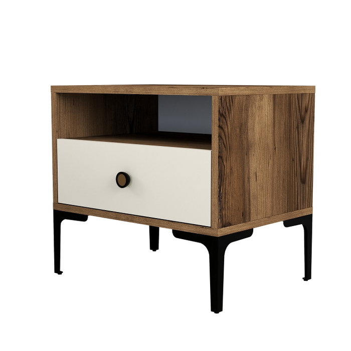 Hanah Home Lizbon 533 Mesilla de Noche Nogal y Crema